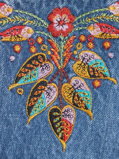 ETRO floral-embroidered flared jeans - Blue