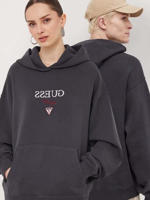 Guess Originals bluza kolor szary z kapturem z aplikacją - zdjęcie produktu nr 1