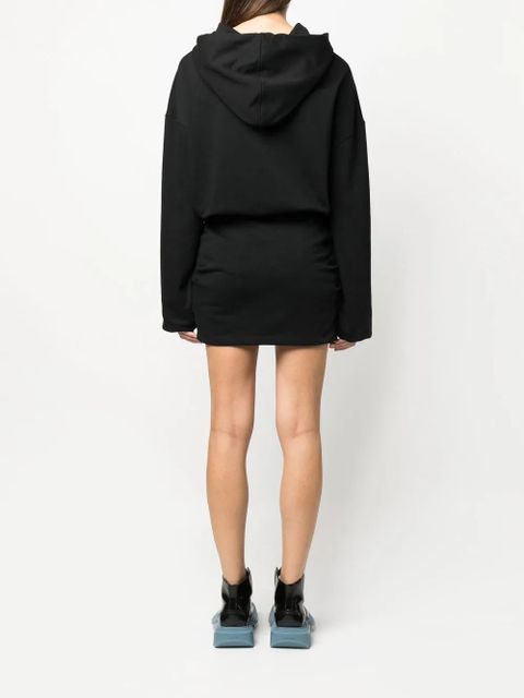 Off-White logo-embroidered hoodie dress - Black