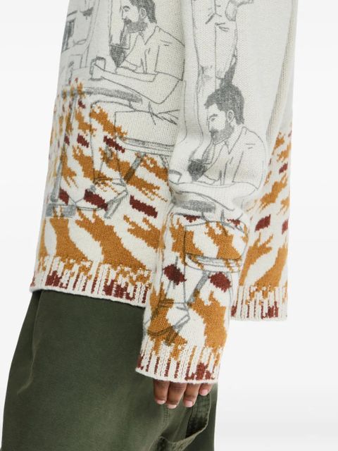 JW Anderson illustration-pattern jumper - Grey