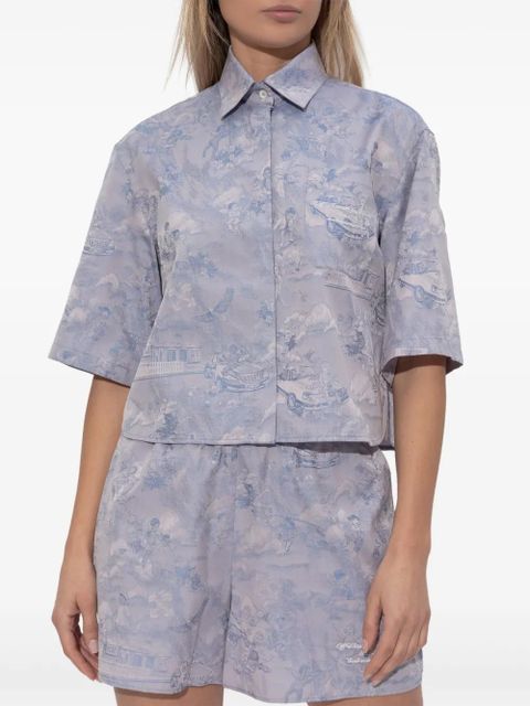 Off-White angel-print cropped cotton shirt - Purple