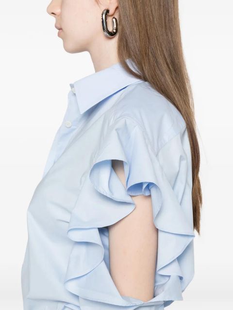 Moschino ruffled cold-shoulder top - Blue