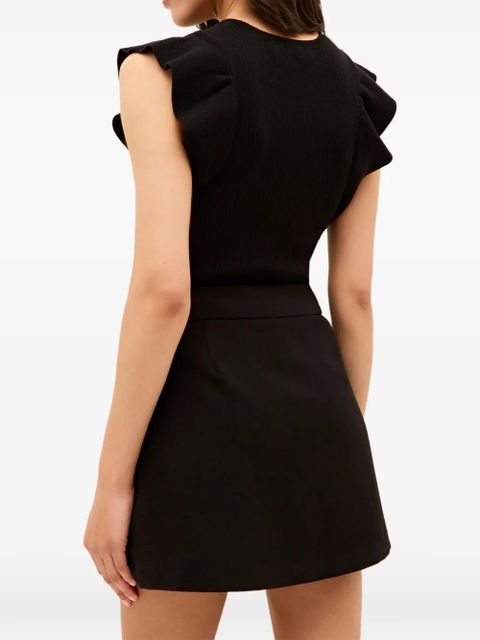 Marie Oliver Rory ruffle-trim ribbed top - Black