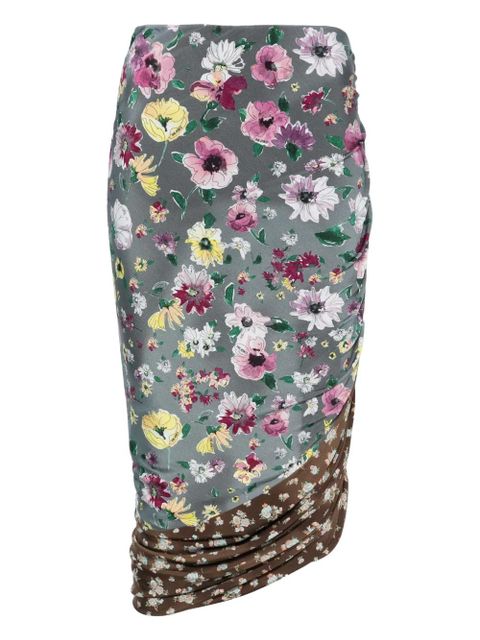 The Attico ruched patchwork midi skirt - Brown - zdjęcie produktu nr 1