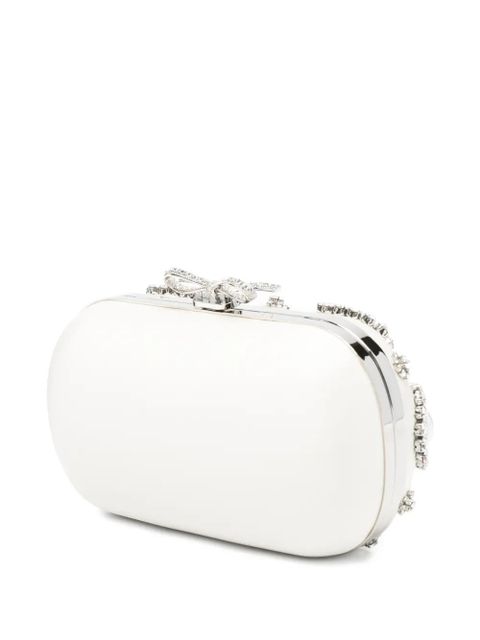 Self-Portrait crystal-embellished clutch bag - White