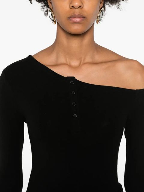 Eleh one-shoulder button top - Black