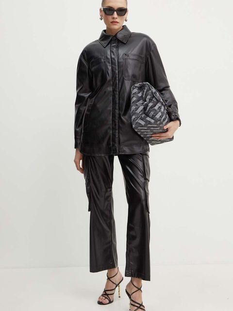 Guess spodnie KORI damskie kolor czarny proste high waist W4YB11 WF8Q0