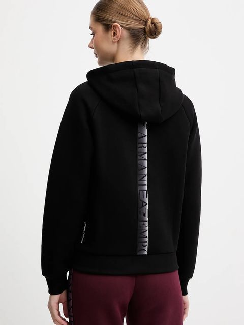 EA7 Emporio Armani bluza damska kolor czarny z kapturem gładka AF13151.7W000675