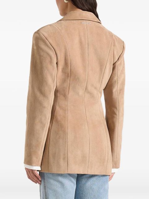 Manière De Voir Claire wide-shoulder marble-button blazer - Neutrals