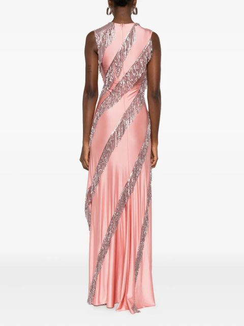 Rabanne sequin-fringe maxi dress - Pink