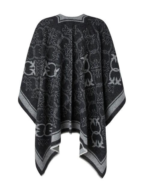 PINKO Love Birds wool poncho - Black