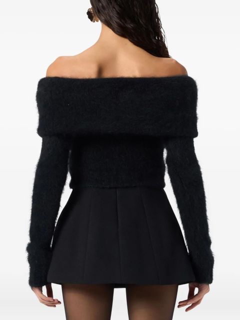 Blumarine floral-appliqué off-shoulder top - Black