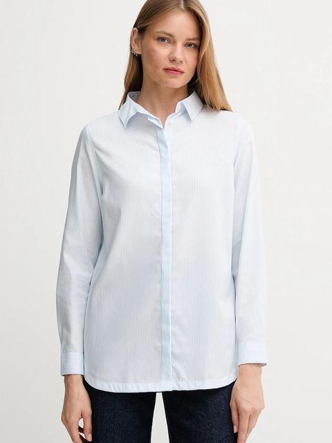 Barbour koszula bawełniana CLAYDON damska kolor niebieski regular z kołnierzykiem klasycznym LSH1695 - zdjęcie produktu nr 1