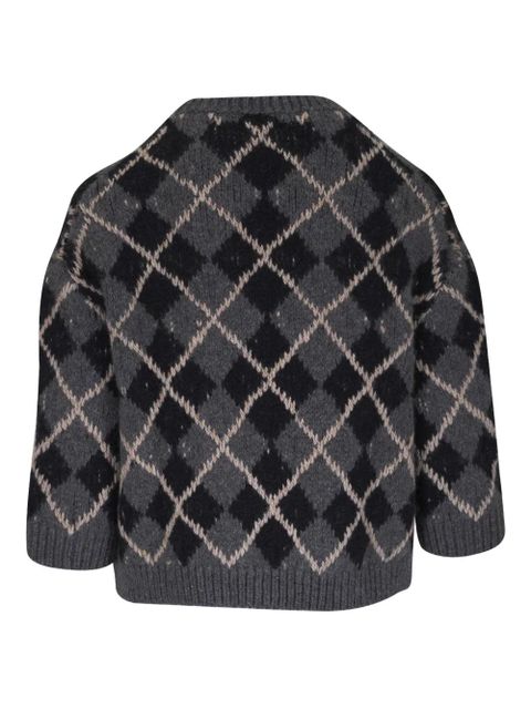 KHAITE argyle crewneck top - Grey - zdjęcie produktu nr 2