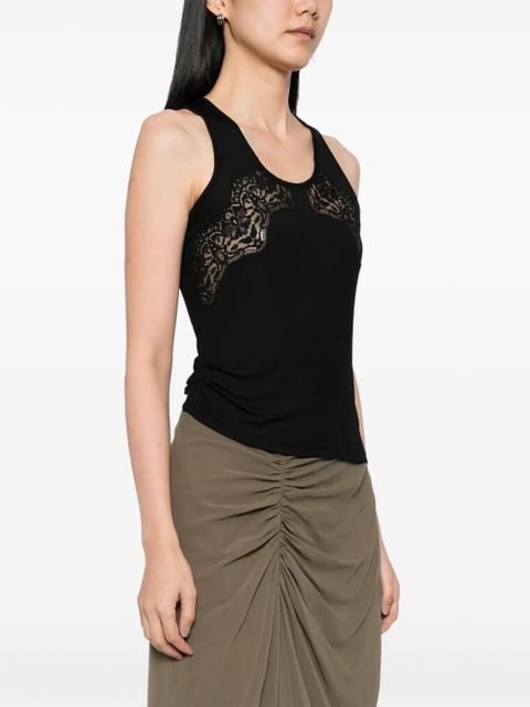 Christopher Esber encased lace ribbed tank top - Black
