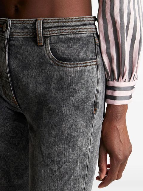 ETRO high-rise paisley-print straight-leg jeans - Grey