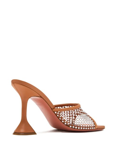Amina Muaddi 95mm crystal-embellished net sandals - Brown