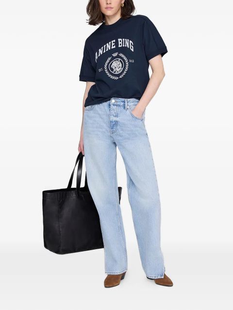 ANINE BING logo-print T-shirt - Blue
