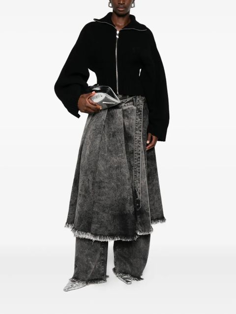 The Attico zip-front ribbed-knit cardigan - Black - zdjęcie produktu nr 2