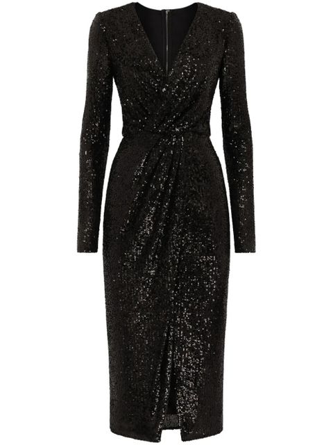 Dolce & Gabbana sequin-embellished V-neck minidress - Black - zdjęcie produktu nr 1