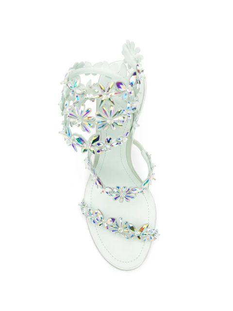 René Caovilla floral-embellished heeled sandals - Green