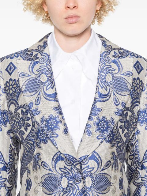 ETRO lace-motif single-breasted blazer - Neutrals