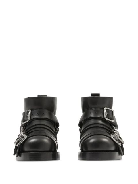Burberry buckled leather biker boots - Black - zdjęcie produktu nr 2