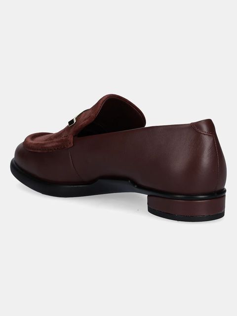 Ecco mokasyny skórzane Sculpted damskie kolor bordowy na płaskim obcasie 222343-52350