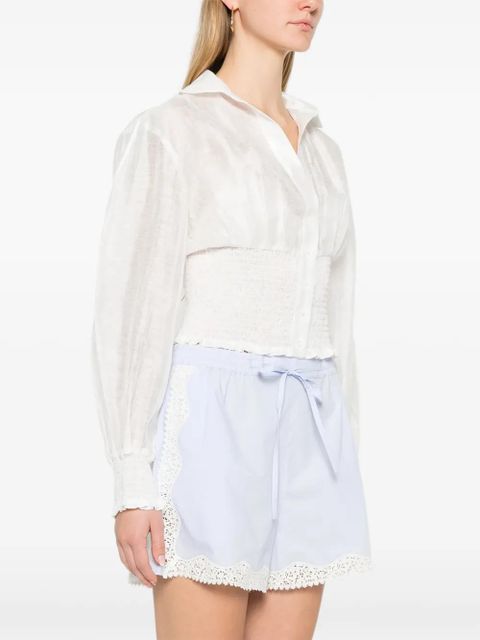 SANDRO smocked linen shirt - White