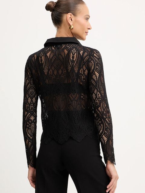 Morgan koszula damska kolor czarny regular z kołnierzykiem klasycznym TLILA