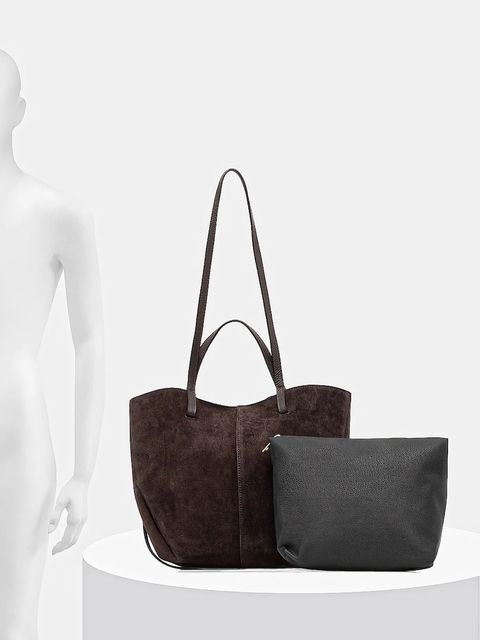 Answear.LAB torebka zamszowa kolor brązowy