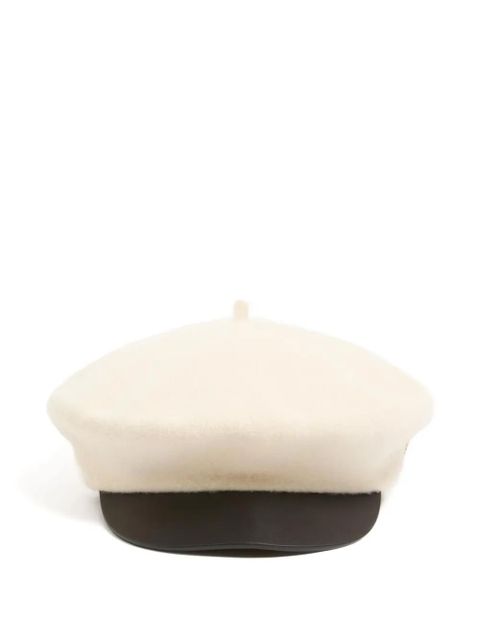 Valentino Garavani VLogo Signature Wool Cap with Leather Visor - Neutrals - zdjęcie produktu nr 1