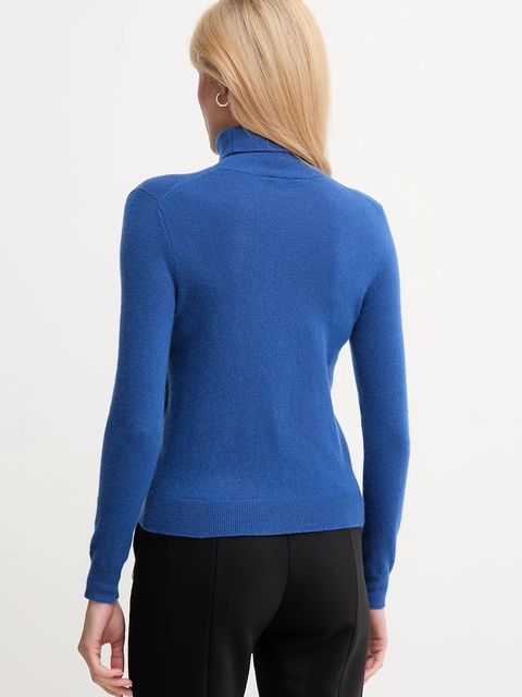 United Colors of Benetton sweter wełniany damski kolor niebieski z golfem 1002D2348