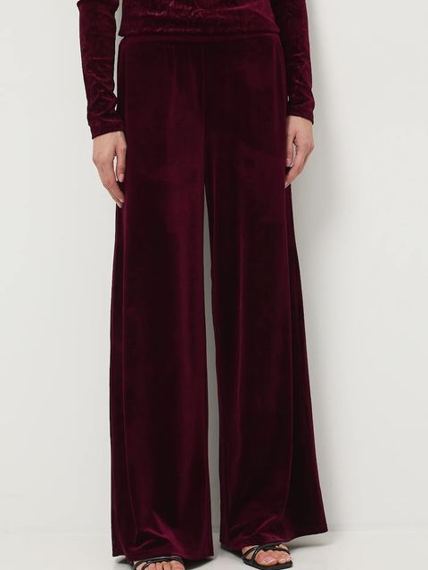 Medicine spodnie damskie kolor bordowy szerokie medium waist