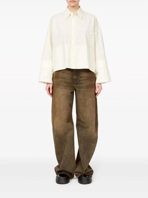 MM6 Maison Margiela logo-print poplin shirt - Neutrals - zdjęcie produktu nr 2