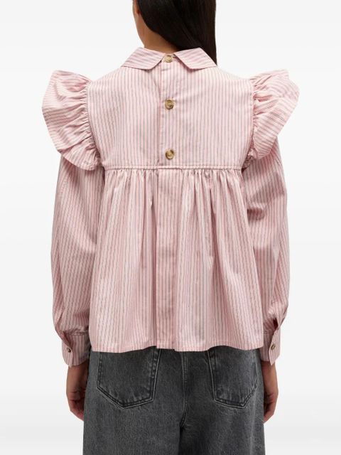GANNI ruffled striped top - Pink