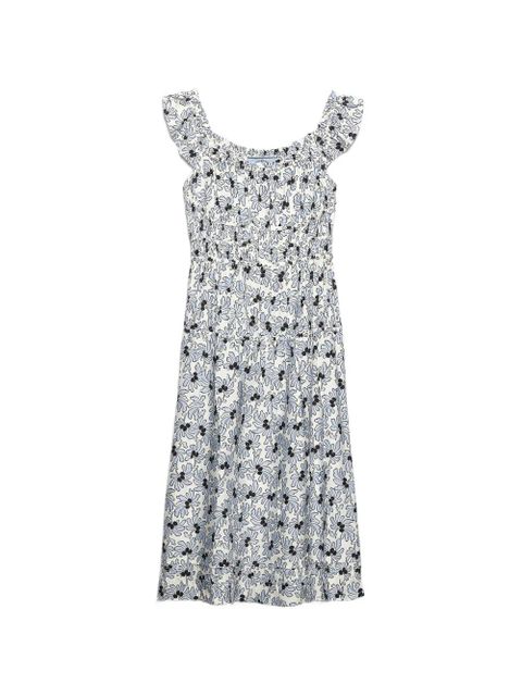 Prada floral-print pongé dress - White - zdjęcie produktu nr 1