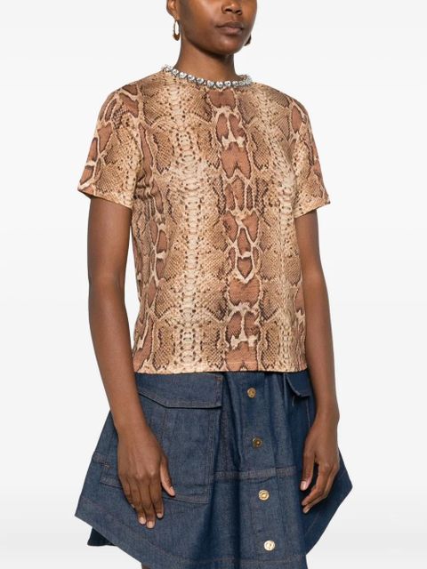 ZIMMERMANN embellished snake-print T-shirt - Neutrals