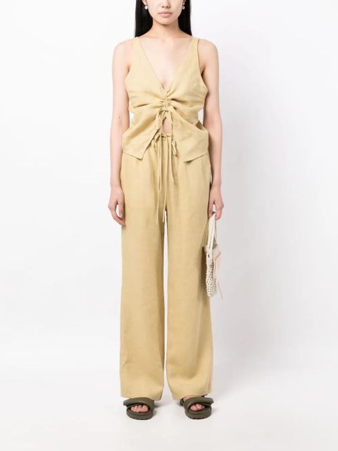 Nanushka drawstring -waist linen trousers - Yellow