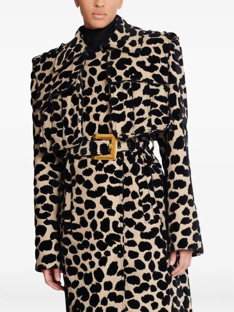 Balmain leopard-print belted trench coat - Neutrals