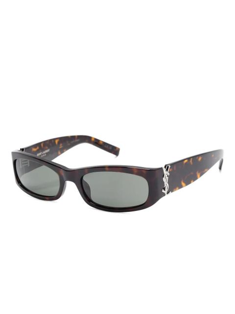 Saint Laurent Eyewear logo-plaque rectangle-frame sunglasses - Brown - zdjęcie produktu nr 2