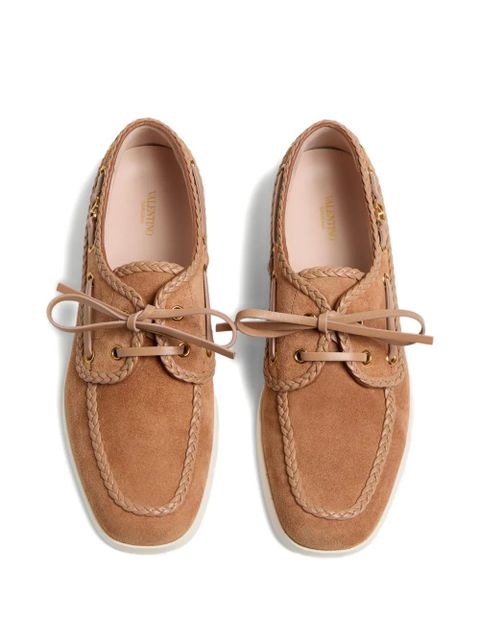 Valentino Garavani palm avenue braided-edge boat shoes - Brown