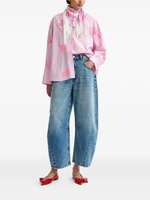 Essentiel Antwerp pinstripe floral embroidery shirt - Pink - zdjęcie produktu nr 2