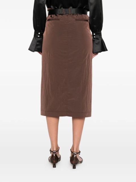 PINKO Tartetatin belt midi skirt - Brown