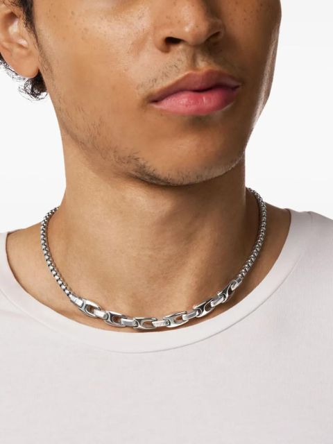 Diesel oval-logo chain necklace - Silver