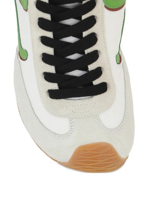 LOEWE enamelled charm asymmetric sneakers - White