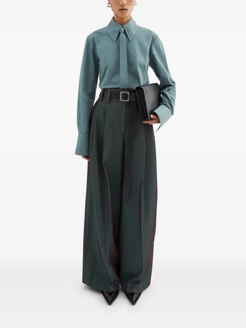 Jil Sander tie-detail cotton shirt - Blue - zdjęcie produktu nr 2