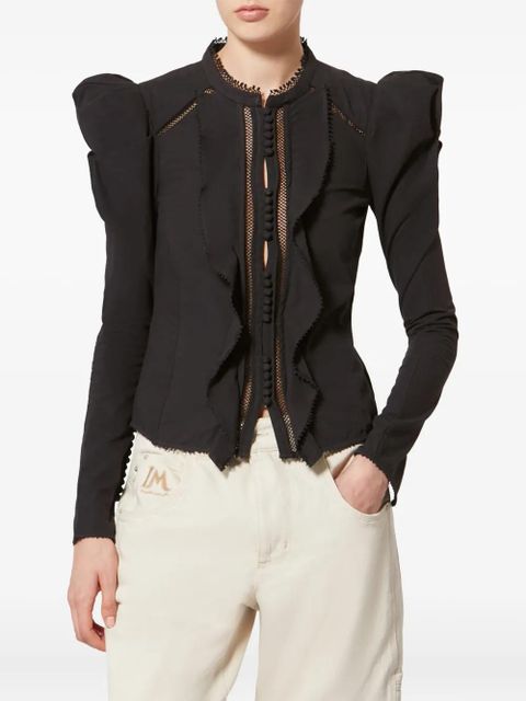 ISABEL MARANT Calina ruffled buttoned shirt - Black - zdjęcie produktu nr 2