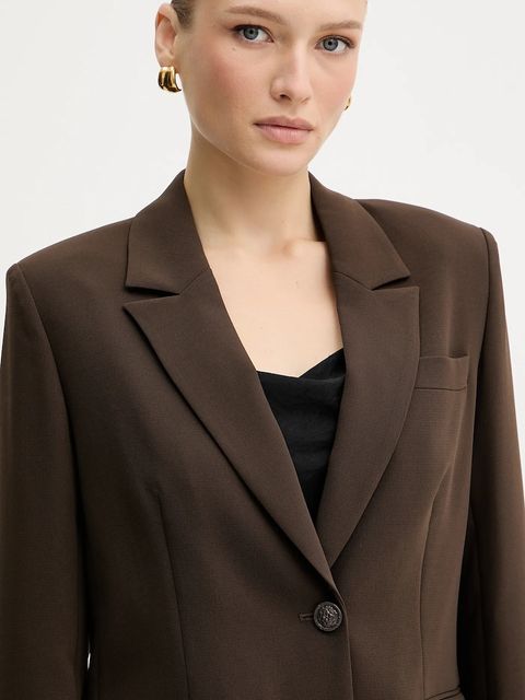 Guess marynarka THEOLINE kolor brązowy jednorzędowa gładka W5YN46 WGHC2