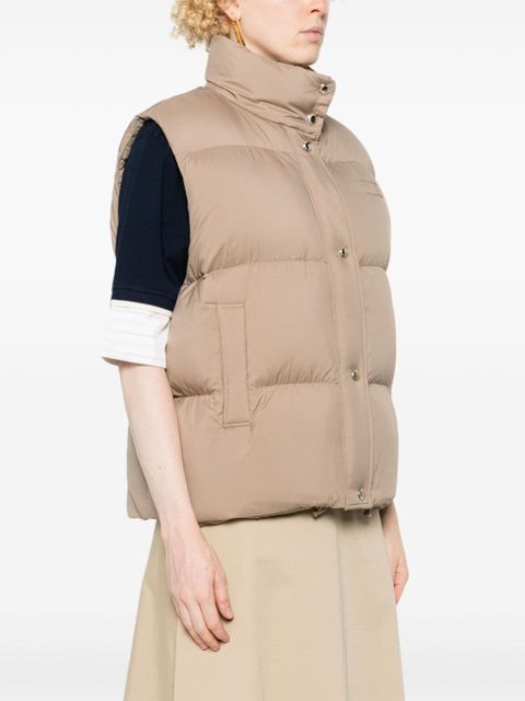 Miu Miu logo-patch down gilet - Brown